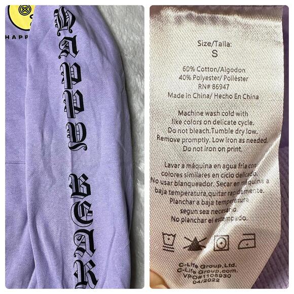 NWT Chemistry Happy Bear Pullover Hoodie Purple Men’s S - Picture 8 of 8
